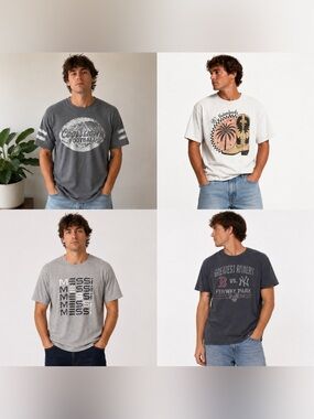 Men’s L Large Graphic Tee Bundle Coors Light • Messi • Fenway Park • Motorsports